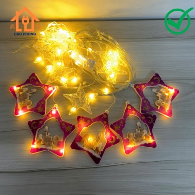 Dây đèn led thả rèm hình ngôi sao lâu đài tím
