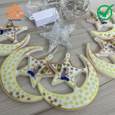 Dây đèn led thả rèm hình mặt trăng ngôi sao