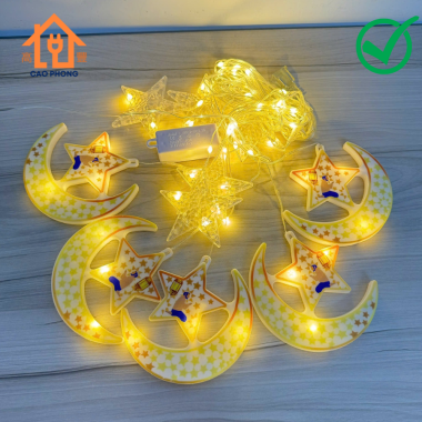 Dây đèn led thả rèm hình mặt trăng ngôi sao