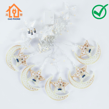 Dây đèn led thả rèm hình mặt trăng ngôi sao