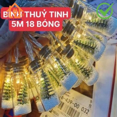 Dây đèn chớp bình thủy tinh trang trí Giáng Sinh