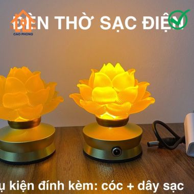 Đèn led hoa sen lưu ly vàng DT3