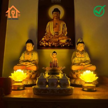 Đèn led hoa sen lưu ly vàng DT3