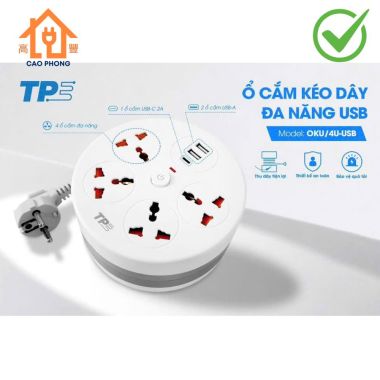 Ổ cắm quay kéo dây đa năng USB Tiến Phát dây 3m