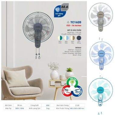 Quạt treo tường 2 dây Senko TC1620