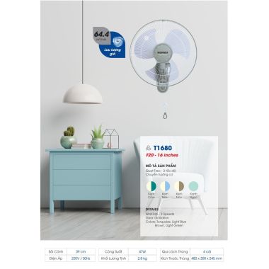 Quạt treo tường 1 dây Senko T1680
