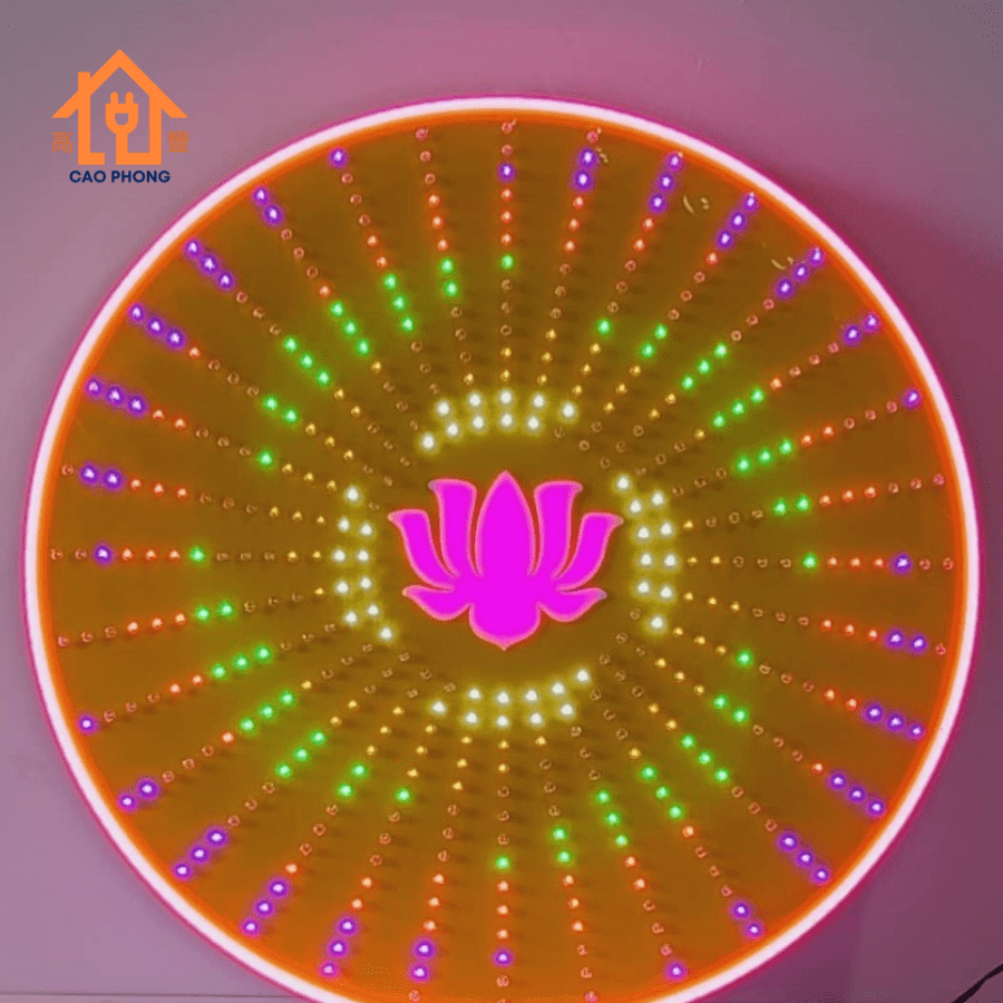 Hào quang led mica 32 kiểu neon hoa sen hồng 1T8